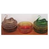 3 pc. Carnival Glass Dishes