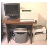 Computer Desk w/Older Computer Items/shredder