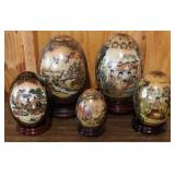 5 pc. Lot Oriental Decorative Eggs with Wood Bases