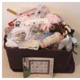 Plastic Tote Full of Sewing Items and More