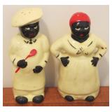 Pair Black Americana Salt & Pepper Shakers