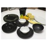 Lot of assorted black & white dishes