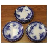 10 Flow Blue 8" salad plates