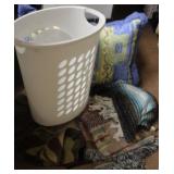 Group lot of Throws, pillow & laundry basket