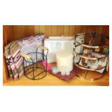 Shelf Lot of Items, includes small glass Angels
