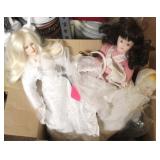 Box Lot of Porcelain Dolls & More