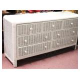 Glass top Wicker 7 Drawer Dresser