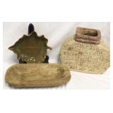 Lot of assorted items- leaf trinket dish