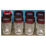 8 Kings Crown cranberry flashed tumblers