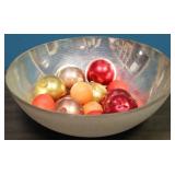 Large glass decorative bowl & contents