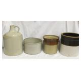 Lot of 4 Crocks- AS IS- one with crack, one