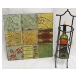 Metal wall art & Metal Wine holder