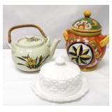 Lot of 3 assorted glass & milk glass pieces