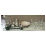 Group Lot of Assorted Glass & Tea Set