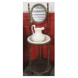 Wash Stand with Pitcher and Bowl Set