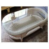 Glass top wicker coffee table
