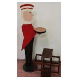 Lot of household décor-serving man