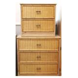 Bamboo/Wicker Nightstand & 3 Drawer Dresser
