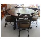 Dining Table w/ 4 chairs on wheels