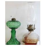 Green & clear oil lamps