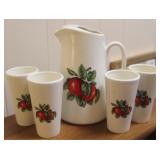 Ceramic Pitcher w/ 4 matching tumblers
