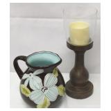 Art Deco Pottery Vase w/ battery powered candle st