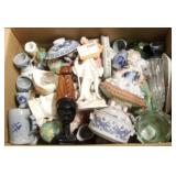 Box Lot of Assorted Porcelain, Pottery & More