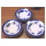 11 Flow Blue Soup Bowls