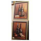 Pair matching wine bottle prints