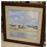 Beach scene framed print