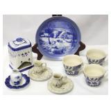 3 Blue Willow Cups & More