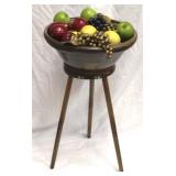 Wooden Fruit Bowl on Rotating Stand w/ Fruit