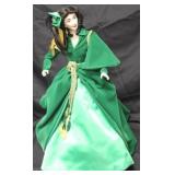 Porcelain Doll on Stand- green