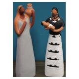 2 Clay pottery Native American mothers