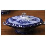 Flow Blue Covered Vegetable Dish