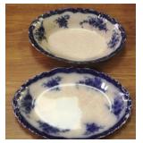 Flow Blue Oval Bowl & Tray