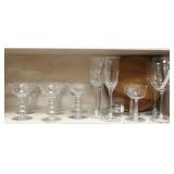 Middle Shelf lot of Bar glasses & wood trays