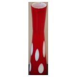 Red art glass vase