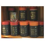 Shelf of wine glasses in boxes