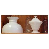 Milk glass candy & glass shades