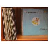 Cubby shelf of records