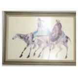 Watercolor print of Native American Indians