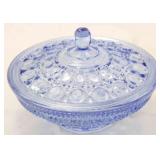 Blue covered candy dish