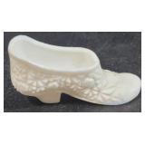 Small milk glass shoe