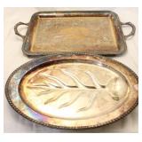 Rogers silver plate meat tray & handled platter