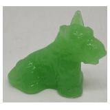 Green glass scotty dog figurine