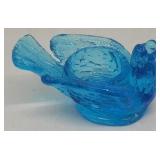 Blue glass chicken salt dip