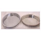 2 Silver plate pierced rim trays