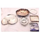 Assorted silver plate shell plates