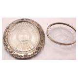 Metal rim glass serving dishes